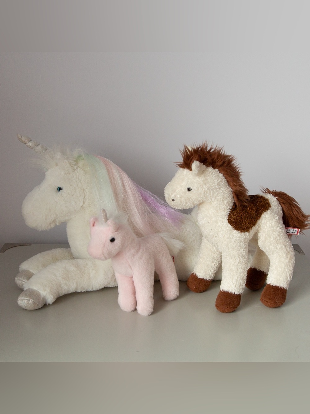 Douglas Unicorn & Pinto Horse Plush Stuffed Animal Lot of 3